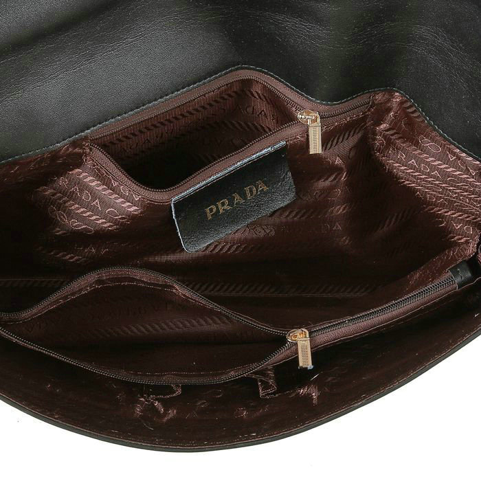 2014 Prada  sheepskin leather shoulder bag T3838 black - Click Image to Close